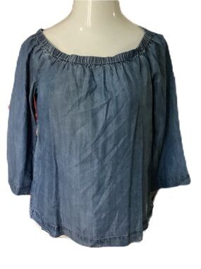 Love Stitch boho denim top. M